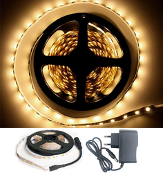 fita-led-amarela-2835-quente-5m-300-led-dupla-face-12v-fonte-cor-da-luz-branco-quente-ip20-110v220v - Imagem