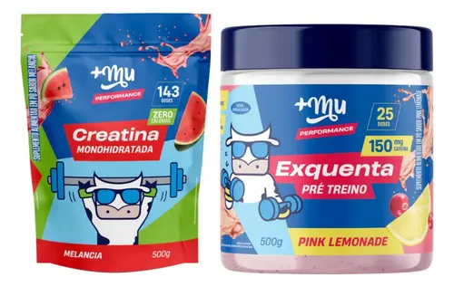 Kit Suplemento Mu Creatina Melancia Exquenta Pink Lemonade Pó Energia/nutricional 2 Piezas 1.2kg Unidad Mu Performance +mu