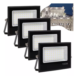 kit-4-refletor-led-100w-holofote-bivolt-prova-dagua-frio - Imagem