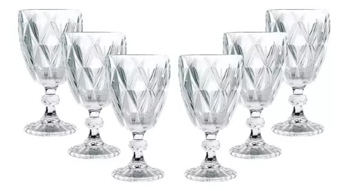 jogo-6-tacas-vidro-260ml-diamond-transparente - Imagem