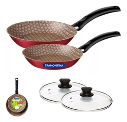 frigideira-tramontina-turim-com-tampa-16-e-20-cm-vermelho - Imagem