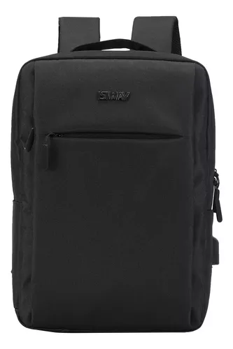 mochila-compacta-pro-tech-porta-notebook-cabo-usb-isiway-cor-preta-desenho-do-tecido-lisa - Imagem