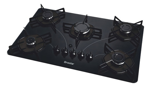 Fogão cooktop com alimentação gás - Braslar 5 bocas cor preto - 5 queimadores