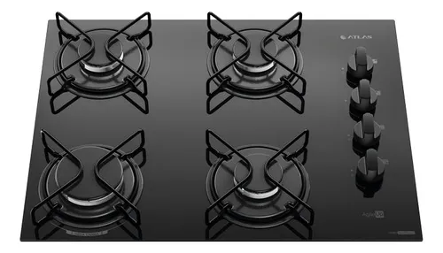 cooktop-4-bocas-preto-com-mesa-vidro-atlas-agile-up-bivolt - Imagem