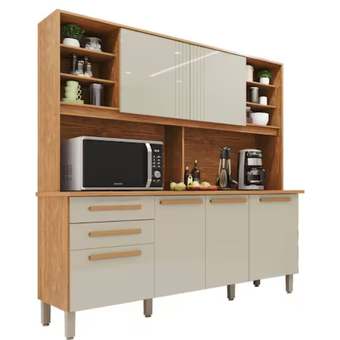 Armário de cozinha 6 portas 2 gavetas Adelle Yescasa jawt branco neve