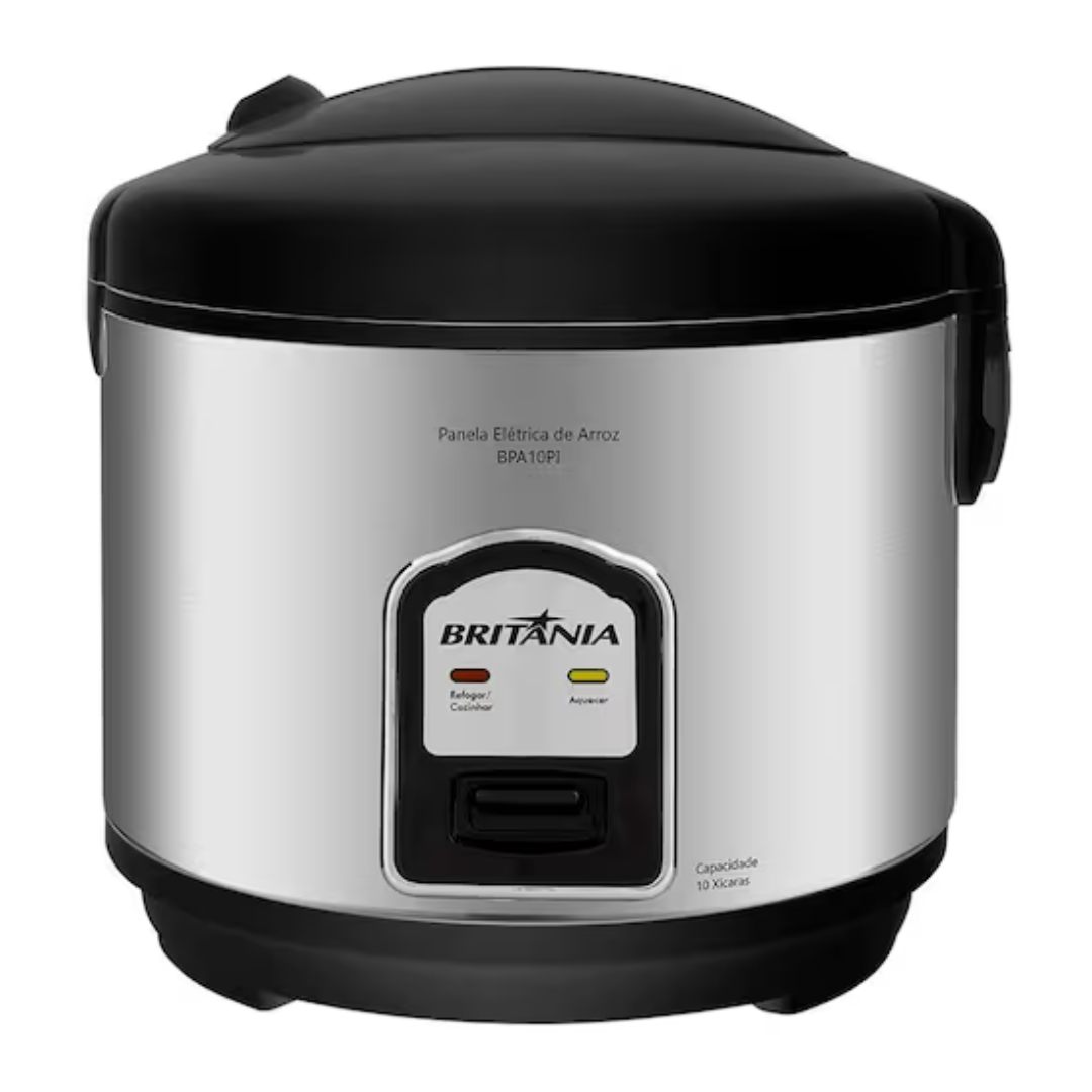 panela-de-arroz-eletrica-britania-bpa10pi-700w-10-xicaras-cinza-e-preta - Imagem