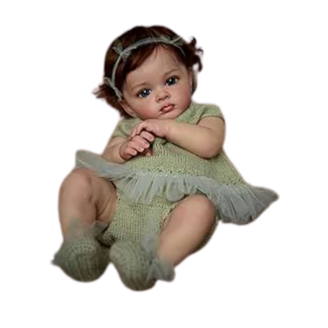 brastoy-boneca-bebe-reborn-corpo-de-silicone-menina-pintado-realista-original-55cm-menina-olhos-azuis - Imagem