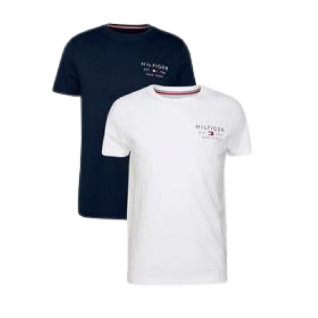 kit-camiseta-tommy-hilfiger-logo-azul-marinhobranco - Imagem