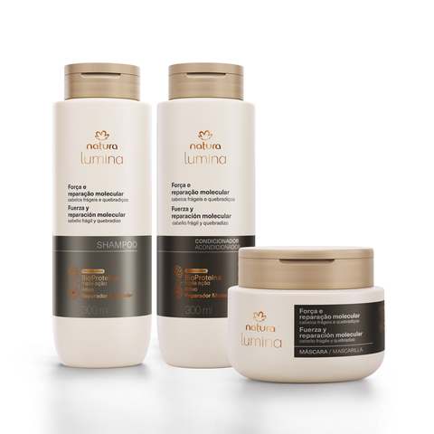 kit-shampoo-condicionador-e-mascara-lumina-forca-e-reparacao-molecular-3-produtos - Imagem
