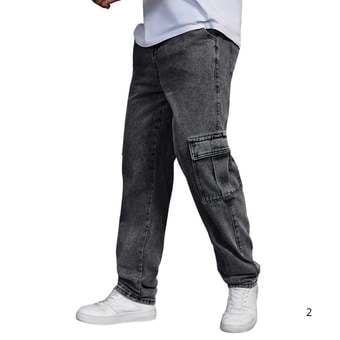 Calça Cargo Masculina Jeans Cós De Elástico Streetwear Larga