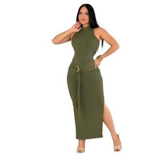 Vestido Liz Feminino Regata Modelador Cinto Fivela Orgânica