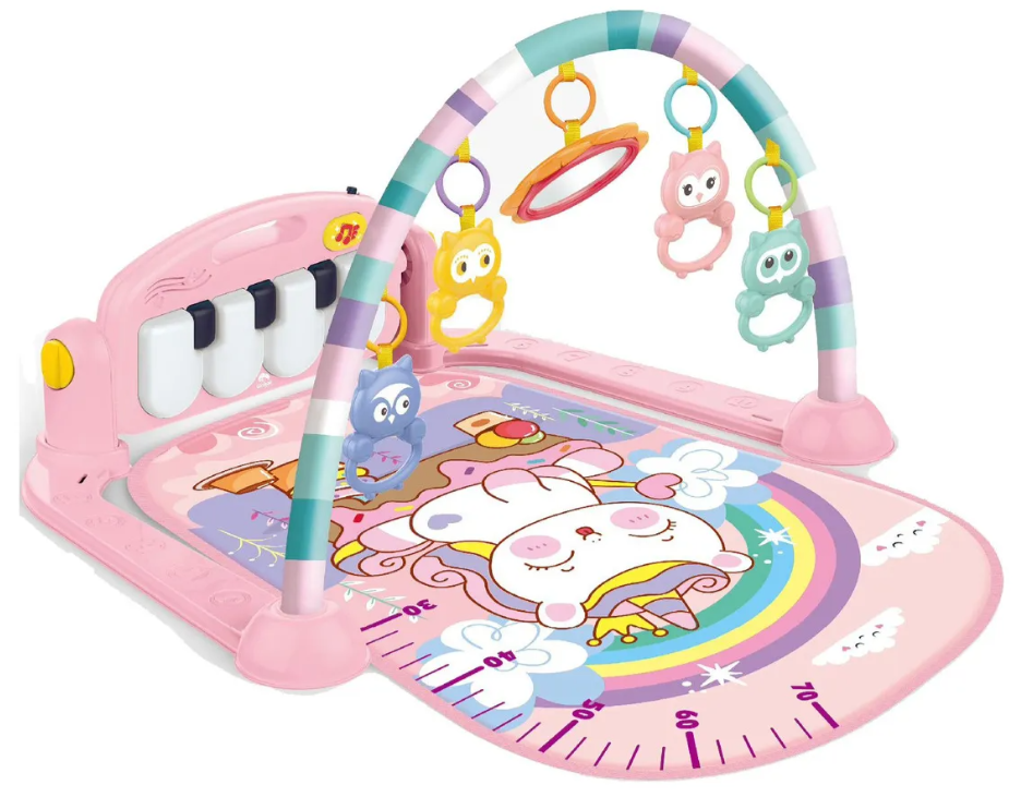 tapete-atividades-ginasio-para-bebes-piano-musical-mobile-cor-rosa - Imagem
