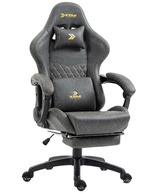 cadeira-gamer-kbm-gaming-tempest-cg600-cinza-claro-com-almofadas-descanso-para-pernas-retratil-reclinavel-kgcg600cz - Imagem