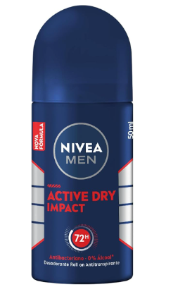 nivea-men-desodorante-antitranspirante-roll-on-dry-impact-50ml-protecao-prolongada-de-72h-dupla-protecao-antitranspirante-protecao-extra-seca-sem-aluminio-corantes-e-conservantes - Imagem
