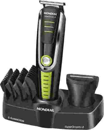 aparador-de-pelos-mondial-super-groom-6-em-1-bg-04-sem-fio-pretoverde-bivolt-casasbahia - Imagem
