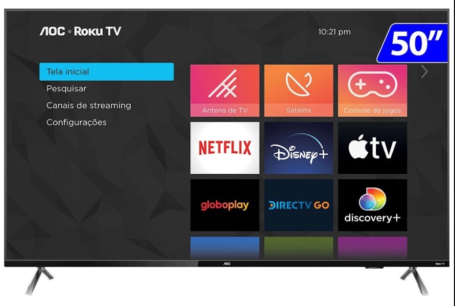 smart-tv-aoc-roku-led-50-polegadas-4k-uhd-wi-fi-50u612578g - Imagem