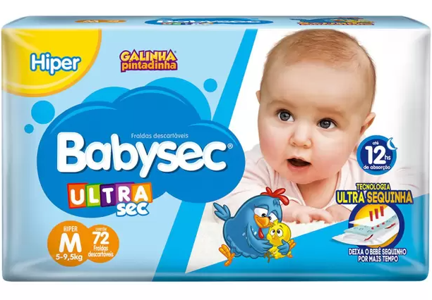 fralda-babysec-ultrasec-galinha-pintadinha-tam-m-5-a-95kg-72-unidades - Imagem