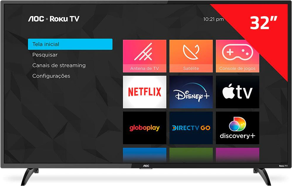 smart-tv-led-32-hd-aoc-roku-32s519578-com-wi-fi-controle-remoto-com-atalhos-roku-mobile-miracast-entradas-hdmi-e-usb-go1q - Imagem