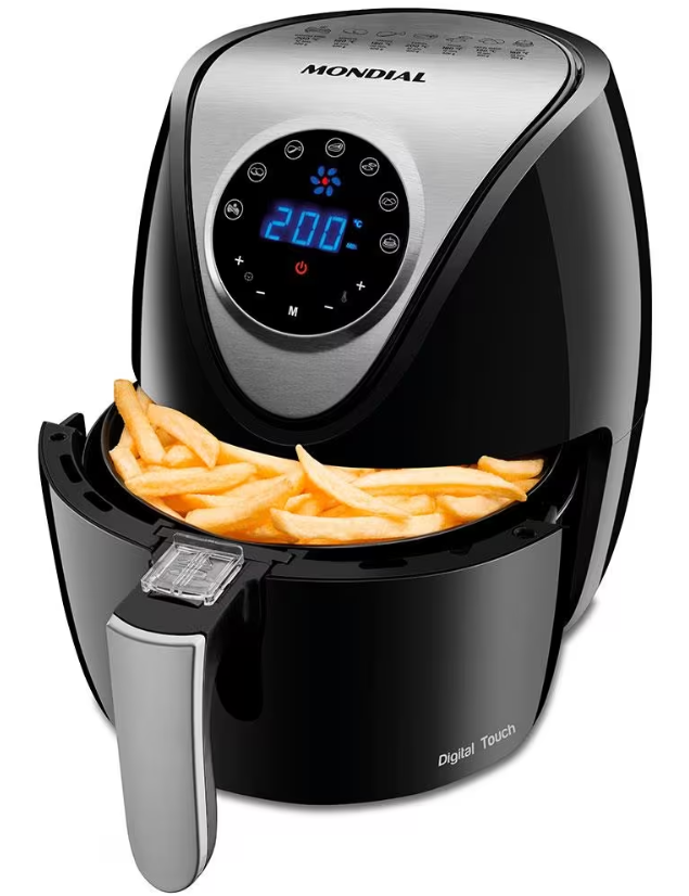 fritadeira-eletrica-sem-oleo-air-fryer-mondial-family-inox-af-30-di-35-l-digital-touch-pretainox - Imagem