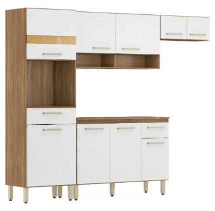 cozinha-compacta-demobile-dama-com-balcao-nicho-para-micro-ondas-9-portas-2-gavetas - Imagem