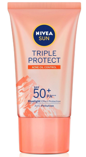 nivea-sun-protetor-solar-facial-tripla-protecao-locao-antiacne-fps50-40ml-cor-salmao - Imagem
