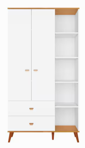 guarda-roupa-infantil-bartira-ternura-com-5-nichos-2-portas-2-gavetas-1068-cm-de-largura-branco-wood - Imagem