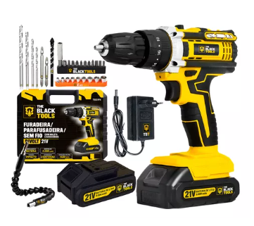 parafusadeira-furadeira-de-impacto-profissional-21v-2-baterias-com-maleta-tb21px-the-black-tools - Imagem