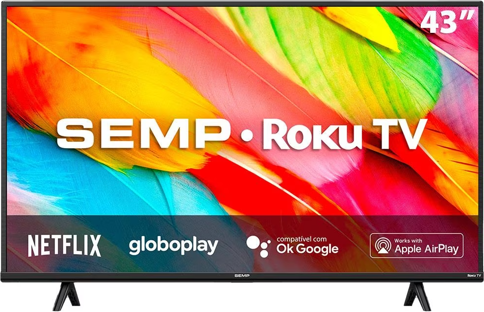smart-tv-semp-led-43-polegadas-full-hd-wi-fi-hdmi-usb-roku-43r6500-semp-toshiba - Imagem