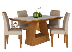 moveis-arapongas-mesa-com-4-cadeiras-136-avila-cinaoff-whitebege-ma-cor-cinamomooff-whitebege-03-desenho-do-tecido-das-cadeiras-suede-targo-moveis - Imagem