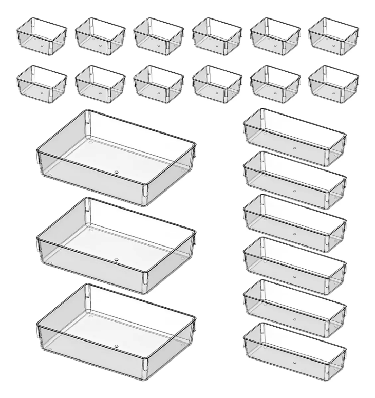 kit-21-organizador-multiuso-modular-gavetas-acrilico-cristal - Imagem