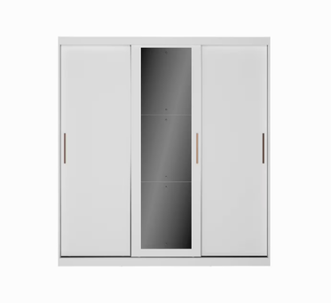 guarda-roupa-bartira-paris-com-espelho-3-portas-de-correr-e-2-gavetas-201cm-de-largura - Imagem