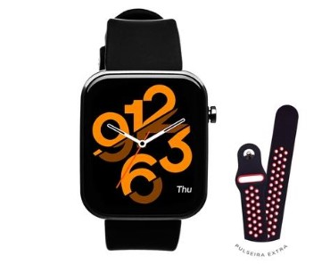 smartwatch-kabum-smart-500-preto-pulseira-extra-preto-e-vermelho-compativel-iot-kbsac000 - Imagem