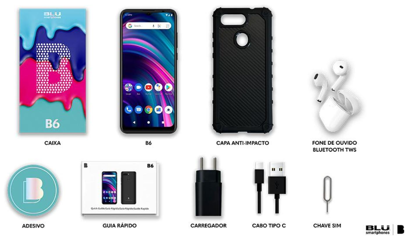 smartphone-blu-b6-64gb-4gb-ram-fone-tws-capa-preto - Imagem