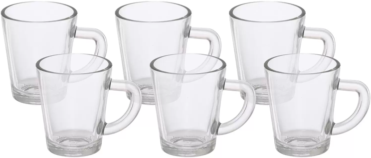 jogo-de-canecas-de-cafe-de-vidro-70ml-hauskraft-lisa-6-pecas - Imagem