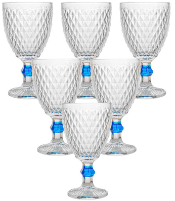 Jogo de Taças para Bebidas de Vidro 330ml – 6 Peças Haus Diamond  Empire,Transparente – PROMOON