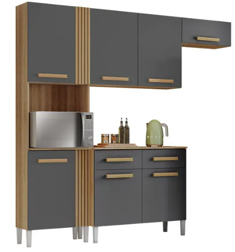 cozinha-compacta-aramoveis-juma-com-balcao-7-portas-2-gavetas - Imagem