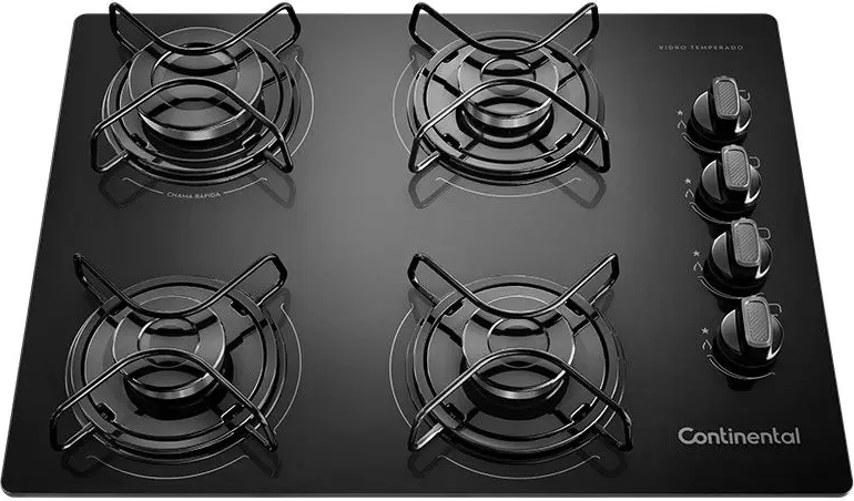 cooktop-4-bocas-continental-a-gas-glp-preto-kc4gp - Imagem