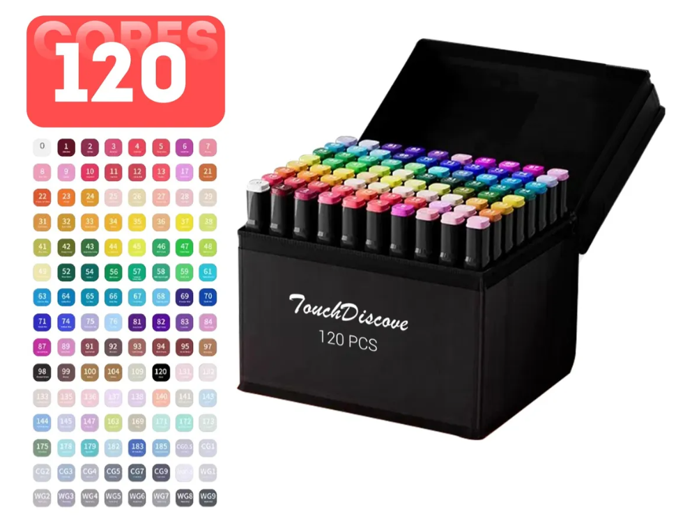 conjunto-canetas-marcador-canetinha-ponta-dupla-120cores-kit - Imagem