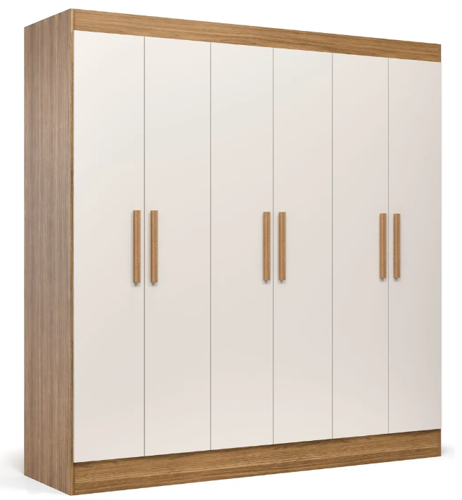 guarda-roupa-casal-6-portas-italia-com-2-gavetas-e-cabideiro - Imagem