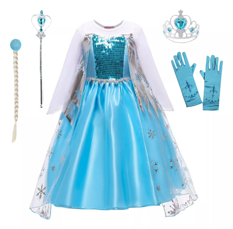fantasia-infantil-frozen-vestido-elsa-kit-de-acessorios - Imagem