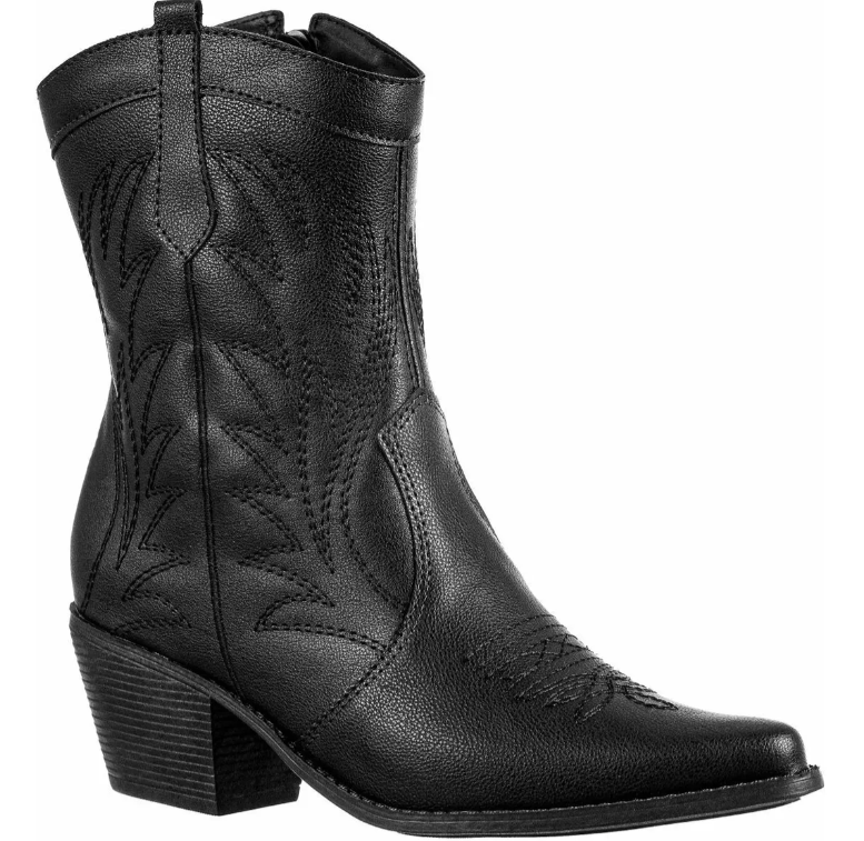 bota-feminina-texana-bico-fino-cano-curto-confortavel-moda - Imagem