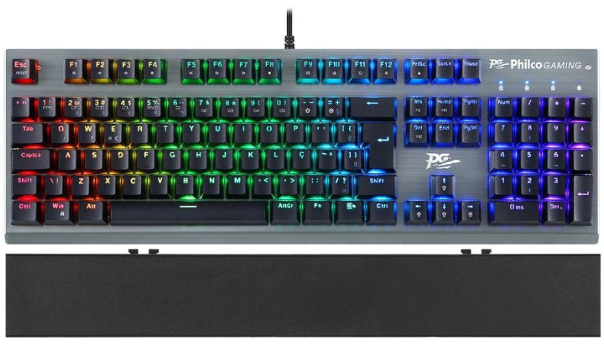teclado-mecanico-gamer-philco-pkb92-aluminum-outemu-brown - Imagem