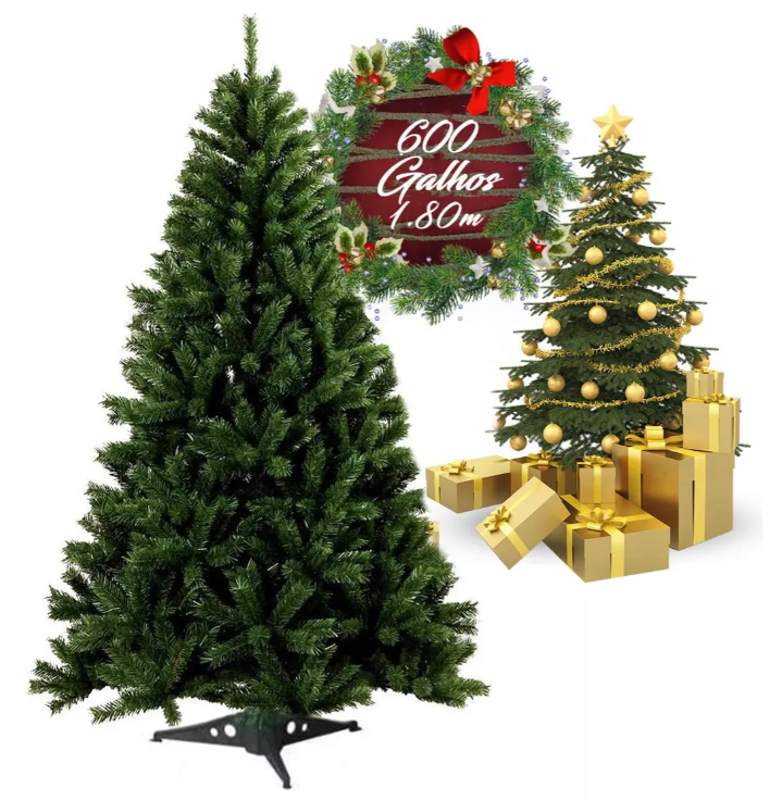 Arvore De Natal Verde Pinheiro Luxo 1,80m C/834 Galhos - D' Presentes