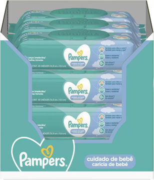 kit-lenco-umedecido-para-limpeza-pampers-cuidado-de-bebe-12-pacotes - Imagem