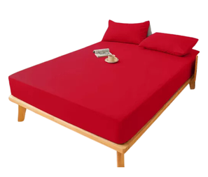 jogo-de-lencol-elastico-casal-queen-box-3-pecas-vermelho-casa-laura-enxovais - Imagem