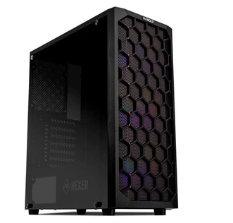 gabinete-gamer-mancer-hexer-rainbow-mid-tower-lateral-de-vidro-com-3-fans-preto-mcr-hex-rb01 - Imagem