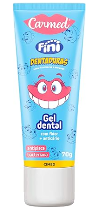 carmed-fini-dentaduras-gel-dental-com-fluor-sabor-framboesa-e-morango-70g - Imagem