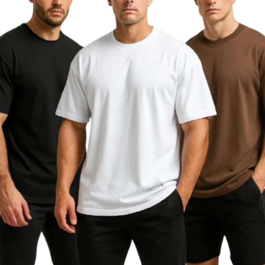 kit-3-camisetas-oversized-masculina-basica-lisa-academia - Imagem