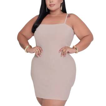 Vestido Feminino Plus Size Curto Colado Alcinha Liso Basico