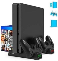 base-cooler-suporte-vertical-compativel-com-playstation-4-ps4-slim-pro-carregador-dobe - Imagem